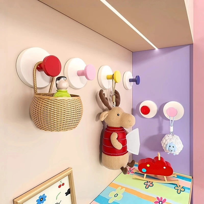 [速发5装]新款玻璃吸盘挂钩多巴胺多彩无痕玄关挂钩强力承重粘胶