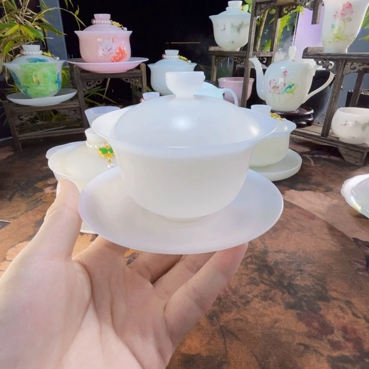 冰晶璞玉素烧超薄三才元宝150ml