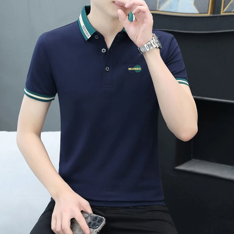 高品质男士短袖polo衫潮流珠地棉翻领体恤衫潮牌韩版男装半袖t恤
