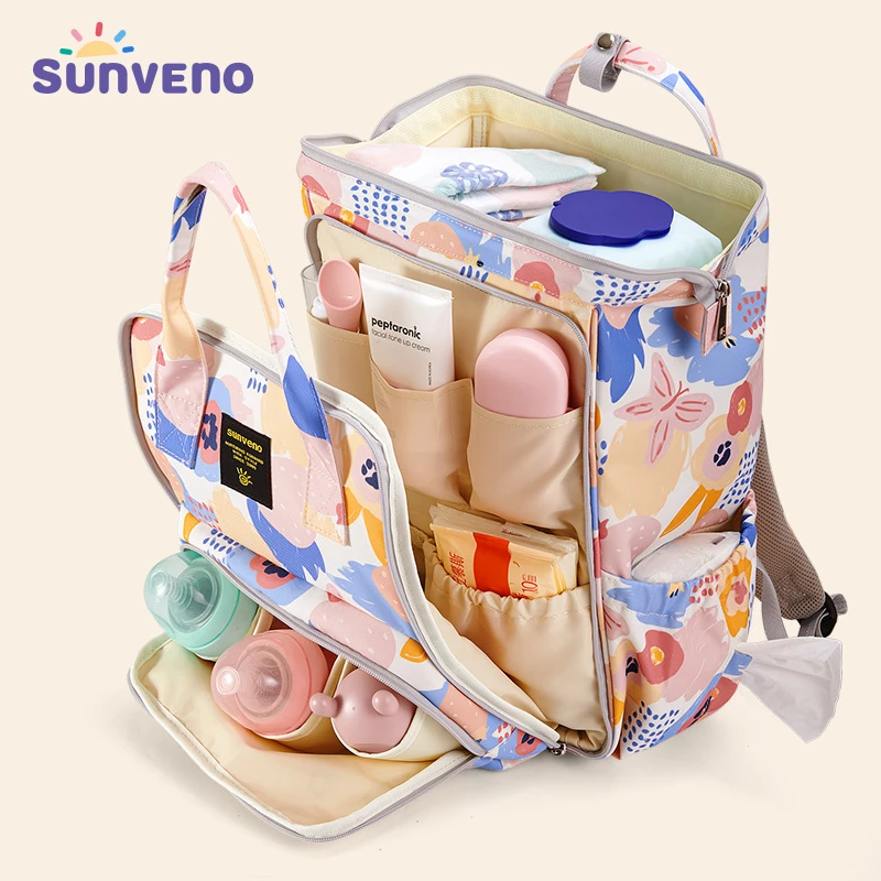 新花色3仓妈咪包三美婴大容量双肩母婴包多功能轻便母婴外出背包