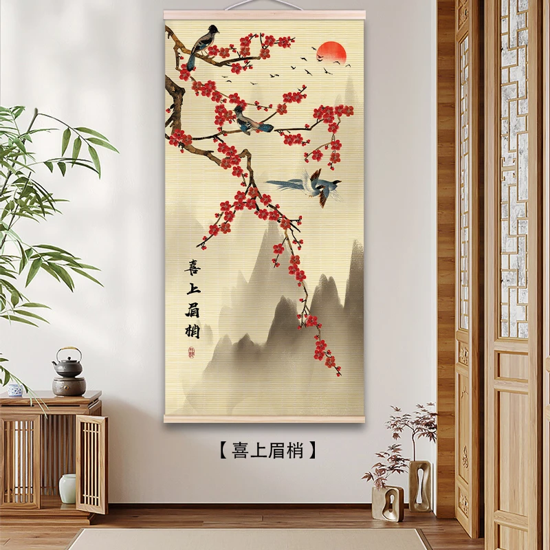 花鸟牡丹荷花梅花花开富贵系列客厅玄关餐厅新中式花鸟沙发背景墙