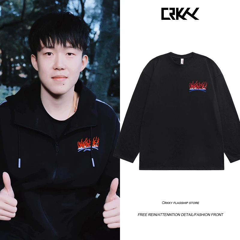 孙颖莎王楚钦同款重磅纯棉长袖t恤男士打底衫全棉痞帅衣服hope