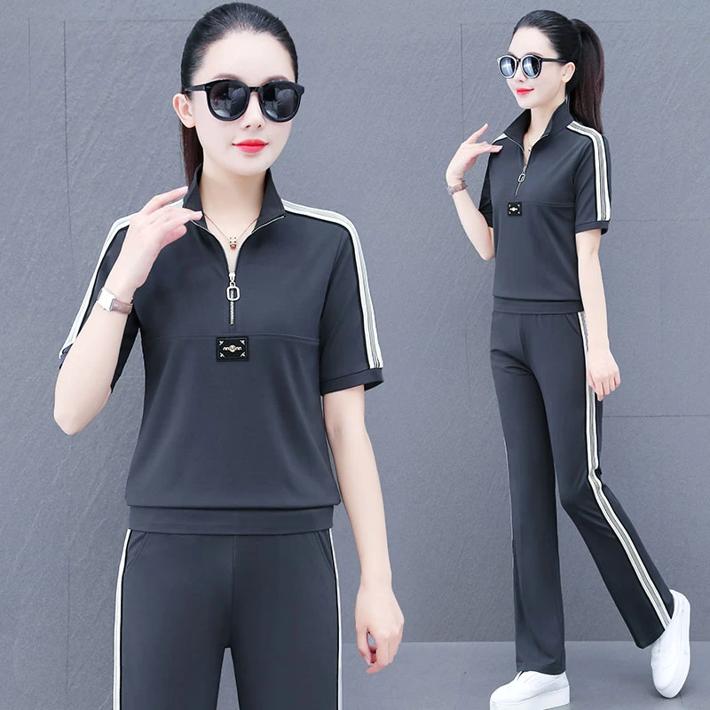 2025夏装阔腿运动服气质减龄女士大码时尚休闲运动套装夏季洋气
