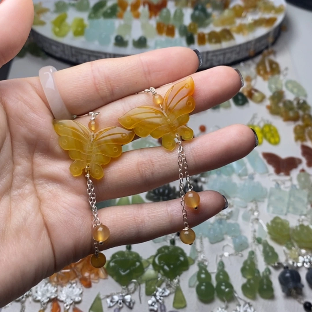 金***宝蛇纹石玉合金耳饰/颈饰