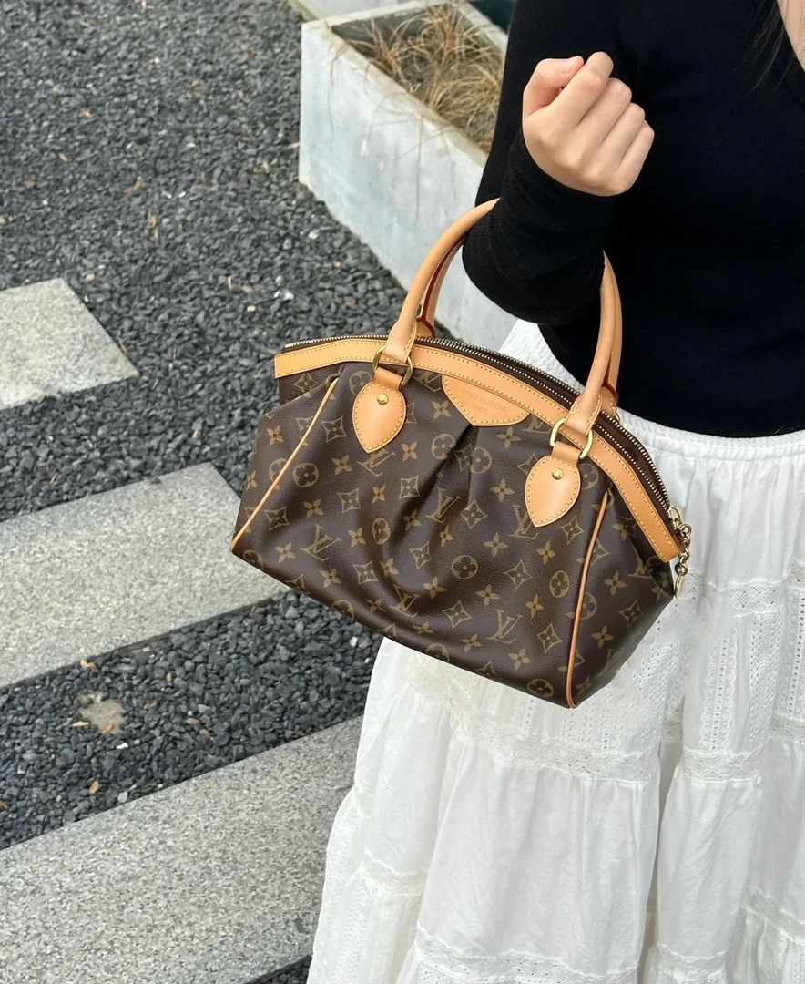 95新 LouisVuitton/路易威登 修复品LV老花手提包小号饺子复古