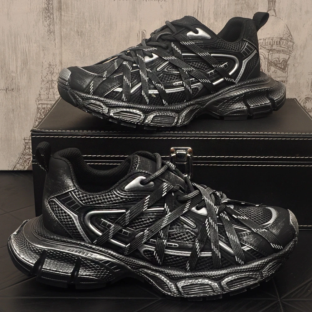 老爹鞋男新款百搭轻质内增高耐磨厚底拼色网面鞋网红韩版秋季男鞋