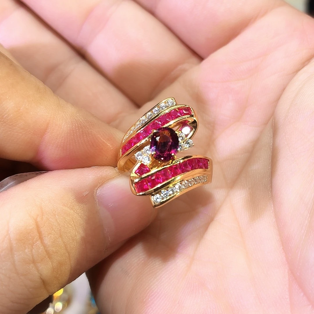 戒指碧玺银S925镶嵌