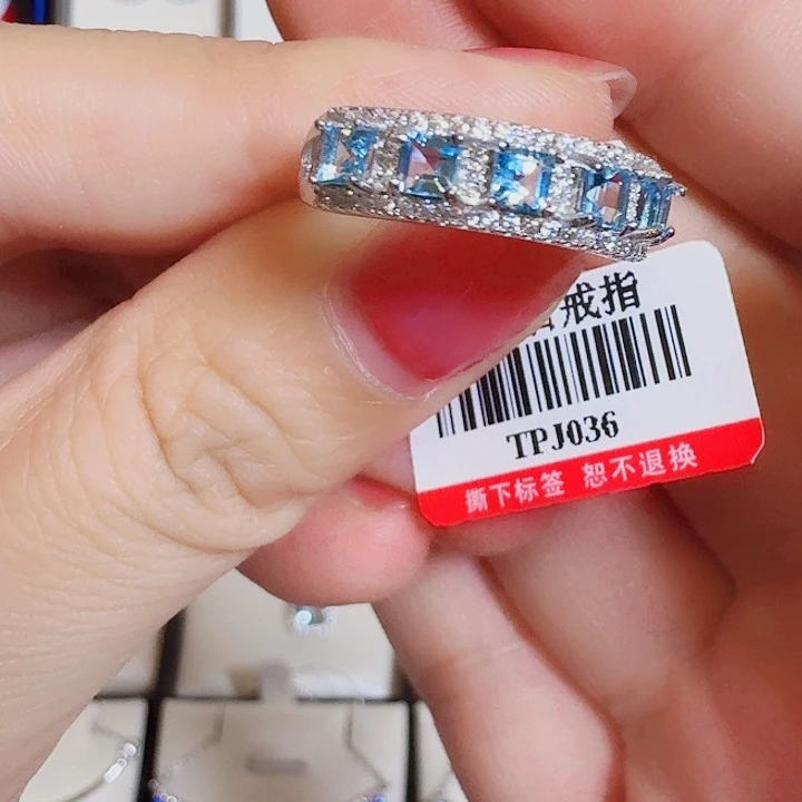 托帕石戒指银S925镶嵌