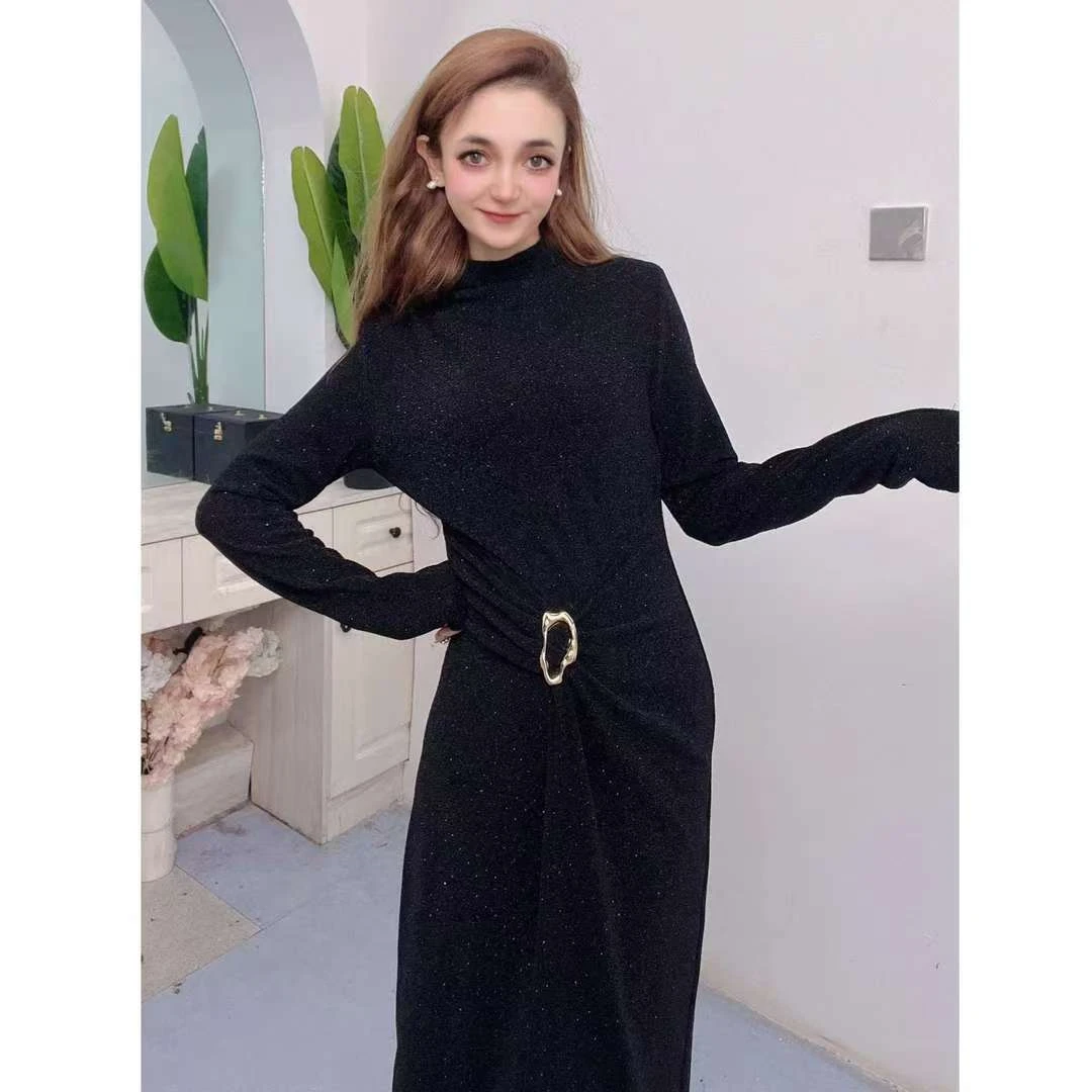 0158细闪新款设计款时尚黑色高级显瘦女装连衣裙