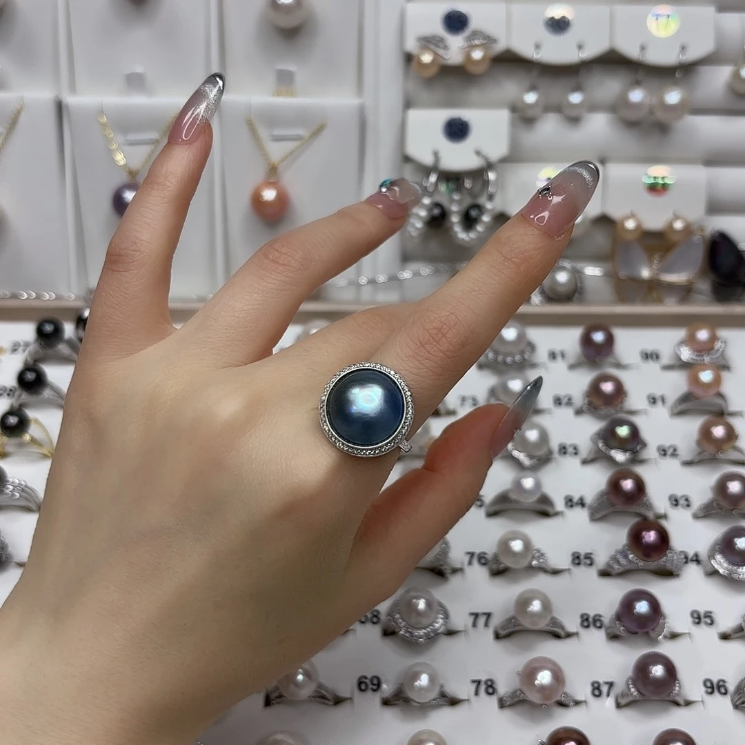 银S925镶嵌淡水珍珠戒指