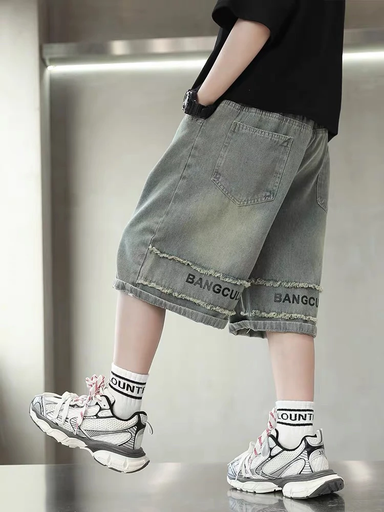 男童夏装牛仔短裤新款儿童春款裤子潮酷痞帅男孩夏季薄款大童中裤