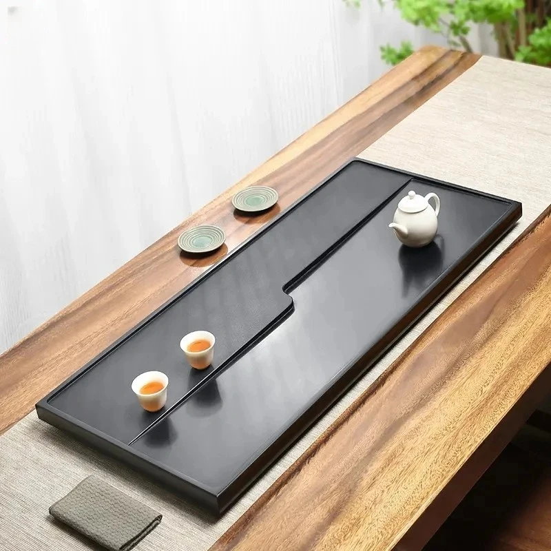 乌金石茶盘带排水式茶具盘家用桌面专用长方形茶台茶桌家用茶盘