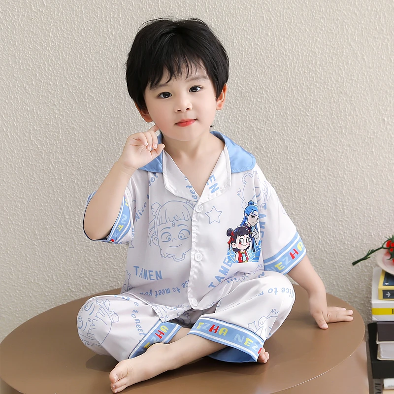 男童薄款夏季冰丝男孩哪吒敖丙2025新款宝宝夏天空调服冰感家居服