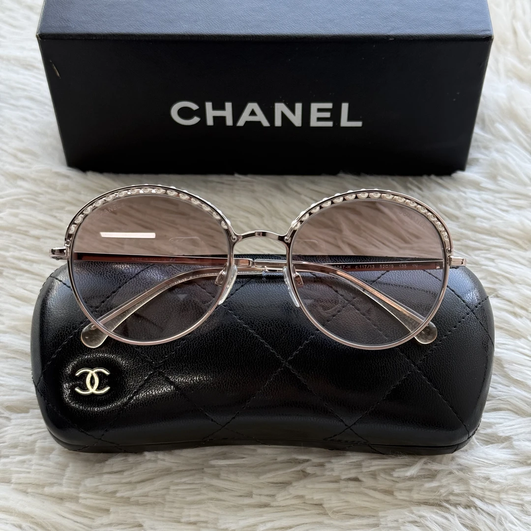 99新 Chanel/香奈儿 圆形链条款金属太阳眼镜