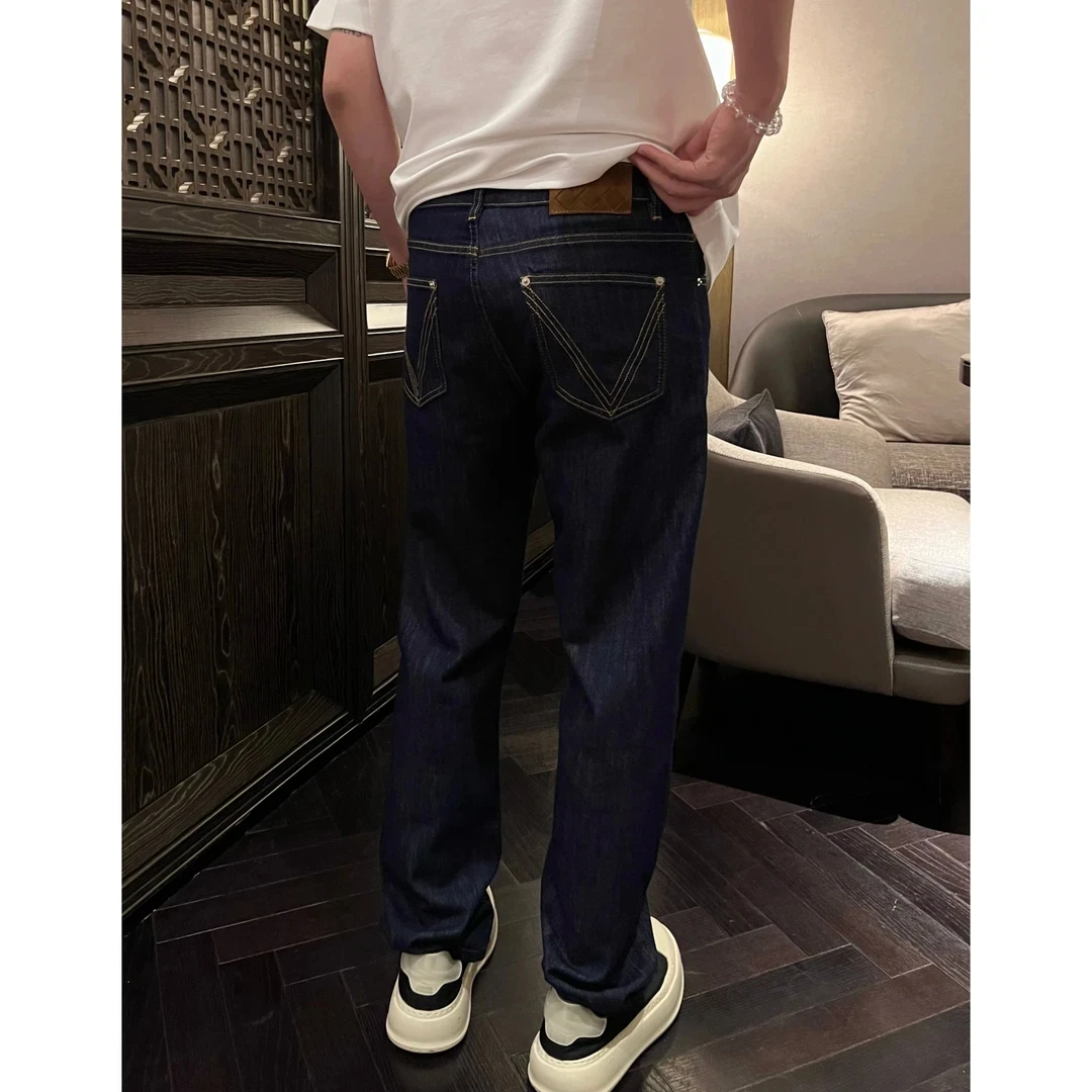 【编织洗水牛仔裤男】BV风25春夏原浆防褪色薄款弹力直筒牛仔裤男士