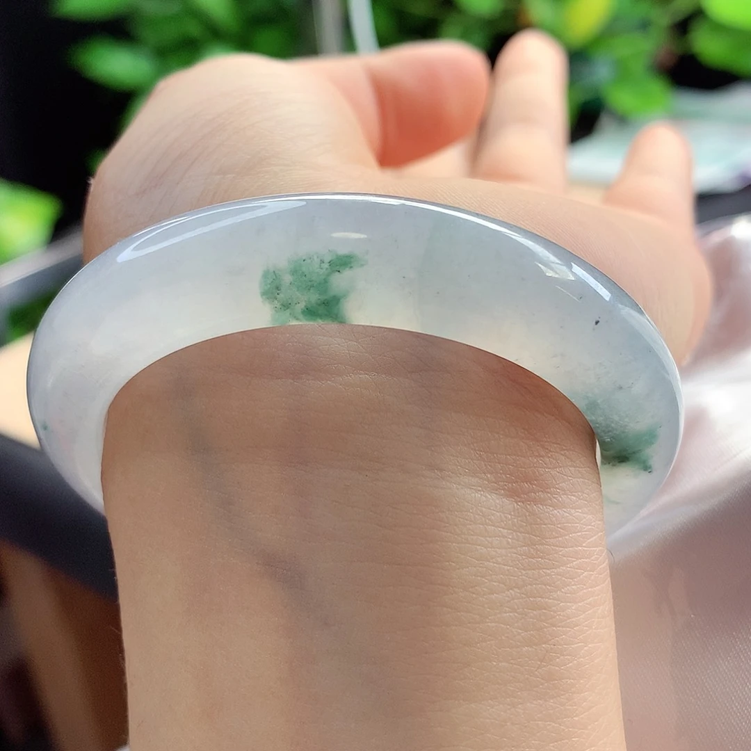 未镶嵌手镯翡翠53-54正冰起光星空乌鸡飘花超级漏5号