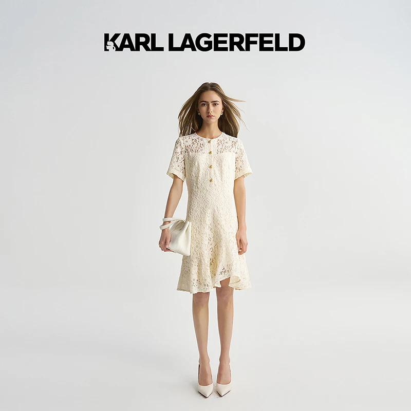 KARL LAGERFELD卡尔拉格斐2025夏季新款圆领连衣裙老佛爷M22E13B5