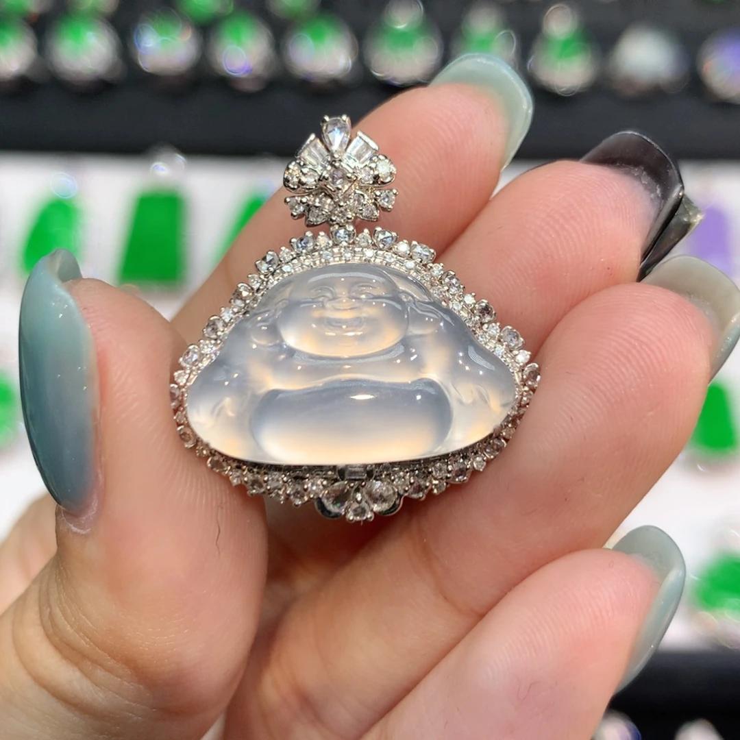 翡翠18K金镶嵌吊坠(不含链)