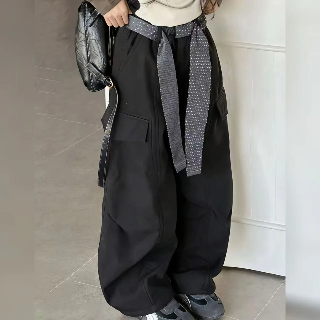 【2025秋冬韩款】儿童韩版潮童加厚加绒刺绣工装裤Y0664