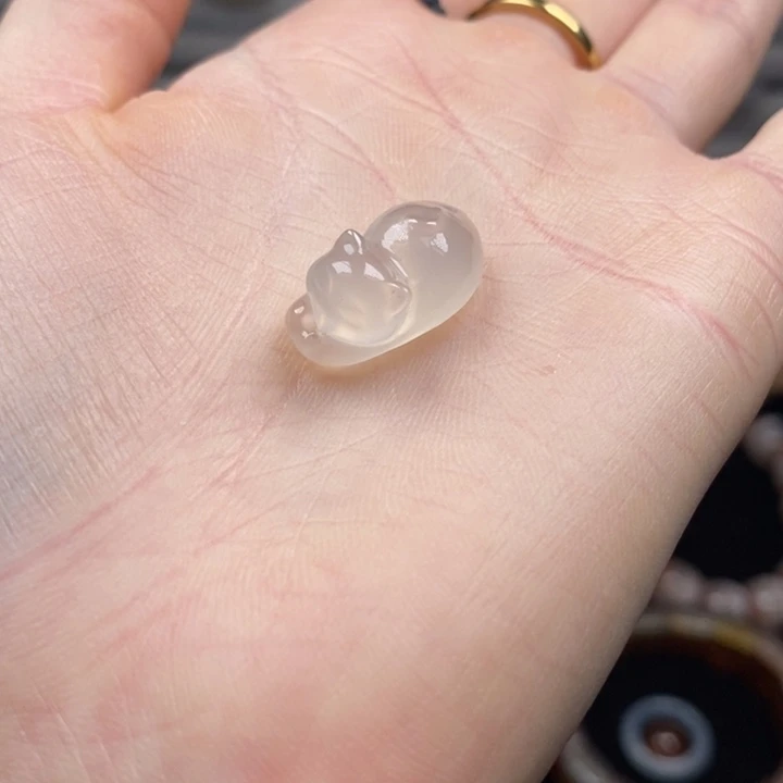 未镶嵌天然玛瑙玉髓白冰小猫手链配饰玛瑙/玉髓
