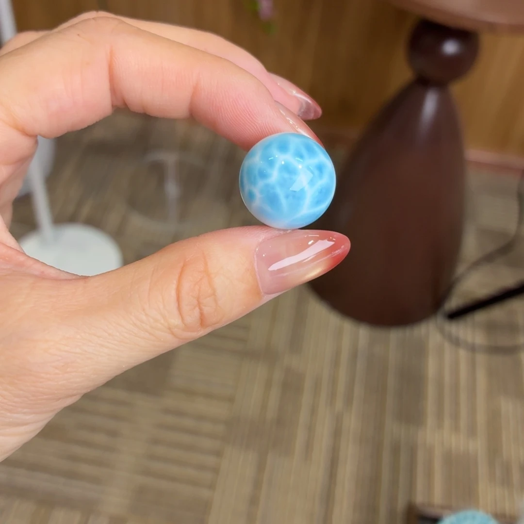 针钠钙石（海纹石）未镶嵌吊坠(不含链)火山蓝海纹石单珠18m+