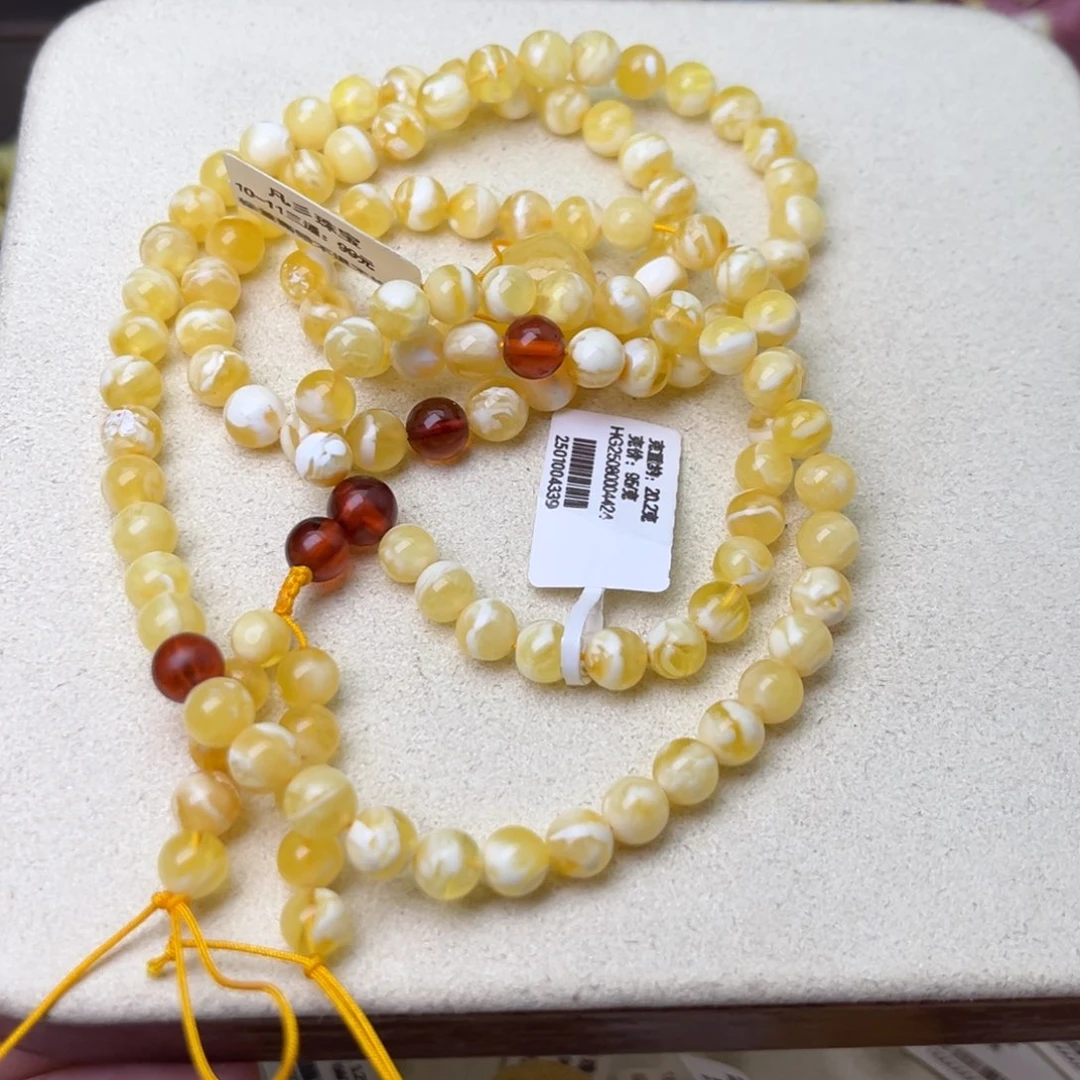 蜜蜡颈饰未镶嵌马*6+圆珠108