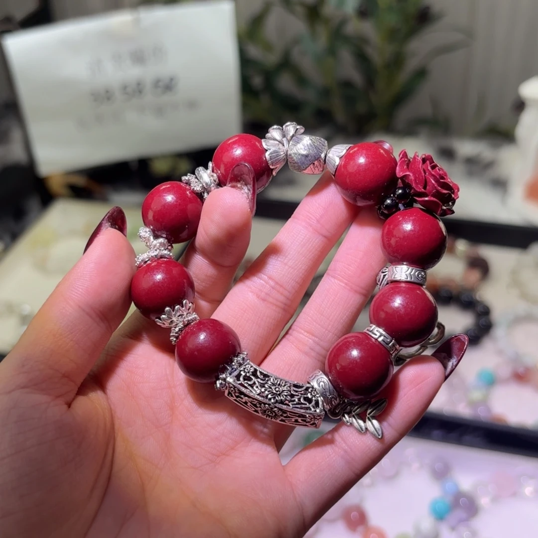 银S925镶嵌烟晶手链