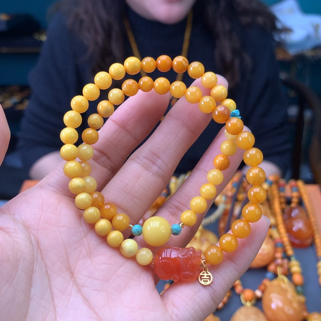 琥珀未镶嵌手串微瑕