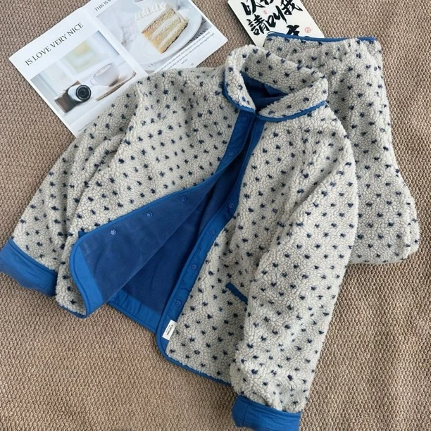 韩系甜美简约波点珊瑚绒睡衣女冬季新款加厚保暖家居服套装可外穿