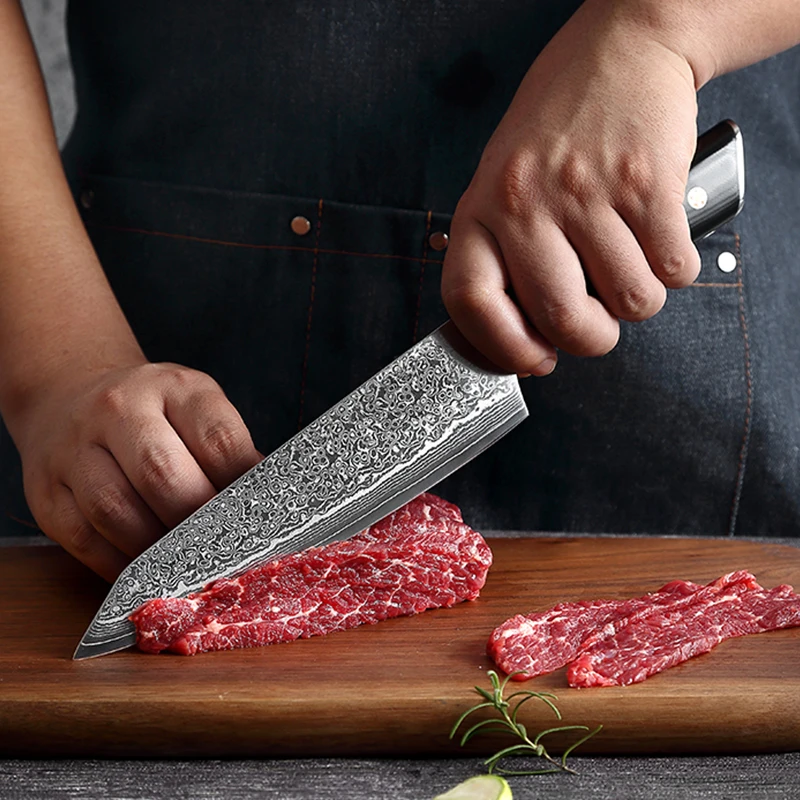 Swityf达峰aus10 8寸厨师刀大马士革73层菜刀主厨刀G10手柄切菜刀