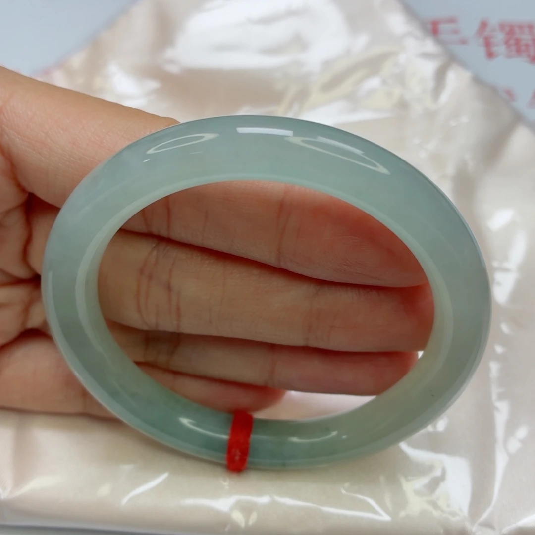 未镶嵌手镯翡翠老坑51圈冰晴飘绿花017莹光棒