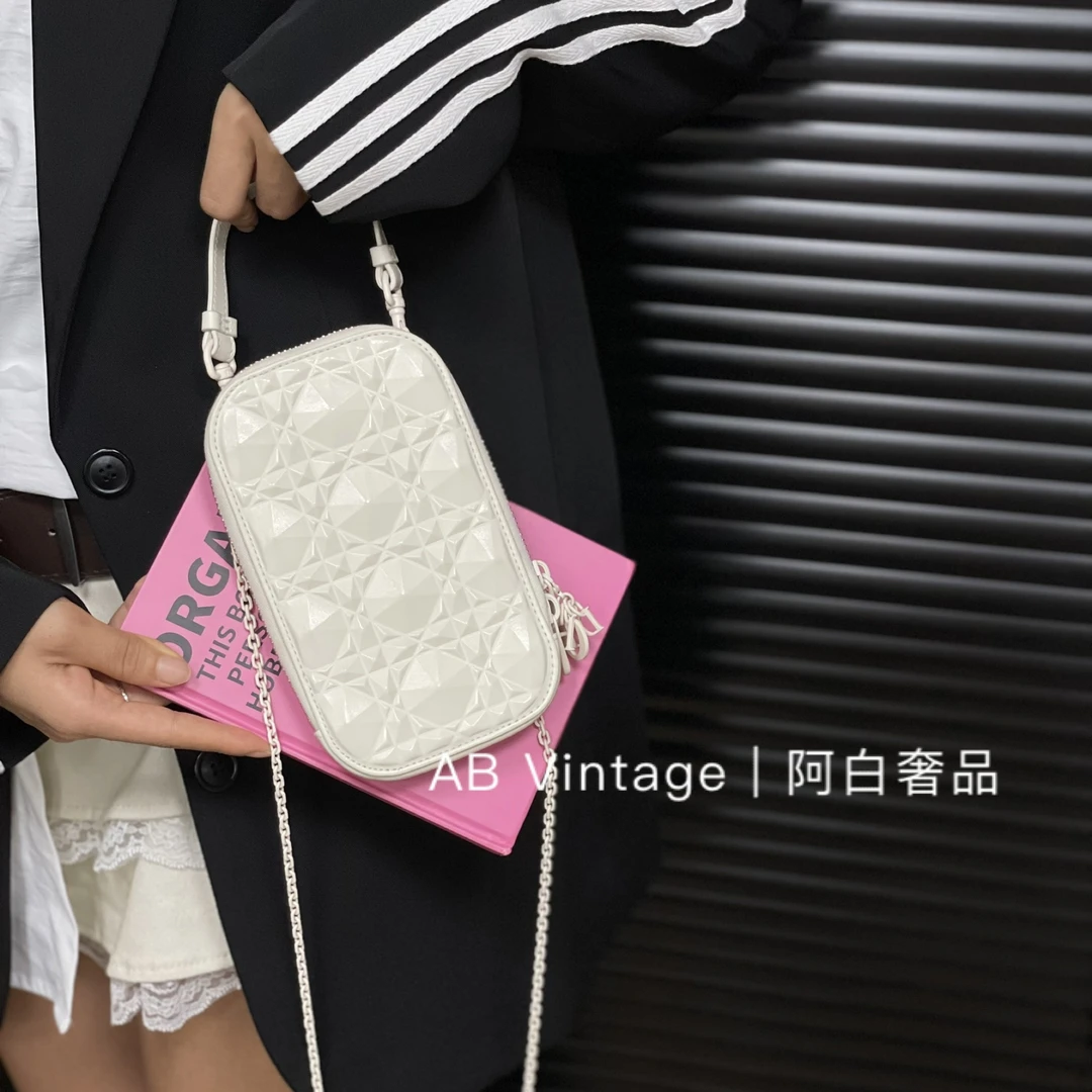 95新 DIOR/迪奥 阿白奢品/钻石藤格纹手机包