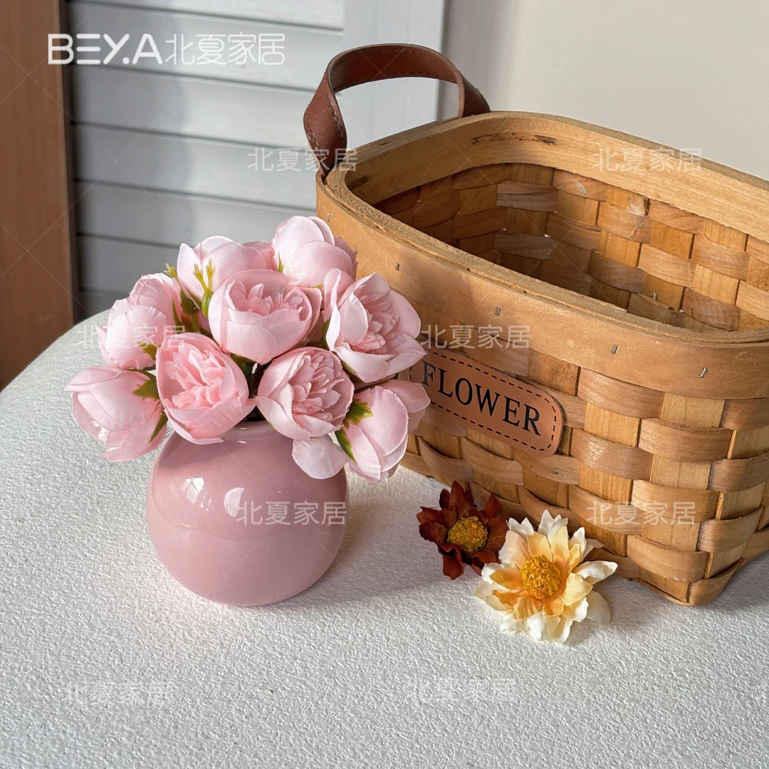 客厅仿真花摆件ins杜鹃花假花客厅茶几仿生花束装饰插花花艺摆件