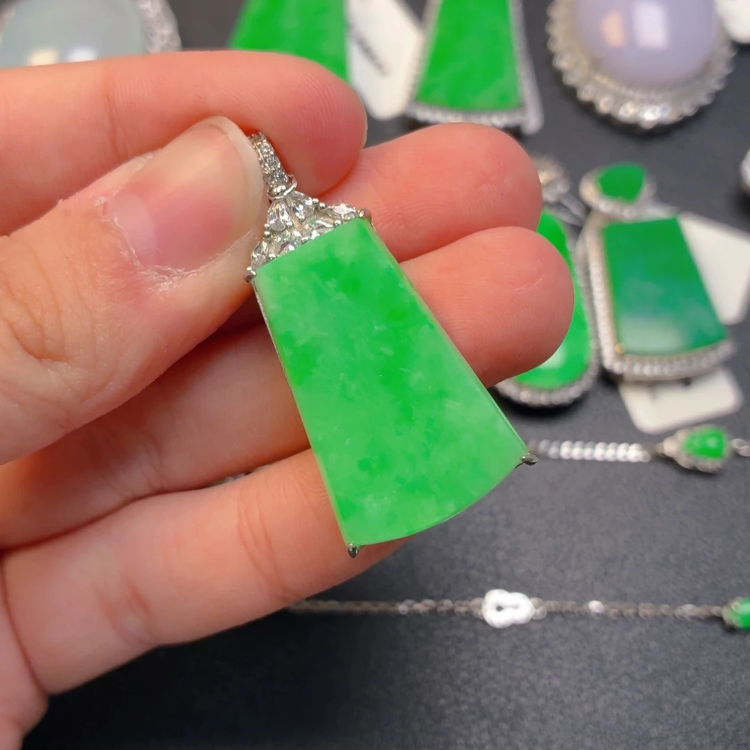 翡翠银S925镶嵌吊坠(不含链)