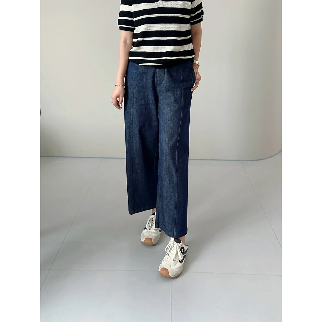 微胖女装【梨形救星】不掉色牛仔奶奶直筒裤夏季显瘦松弛感裤子862