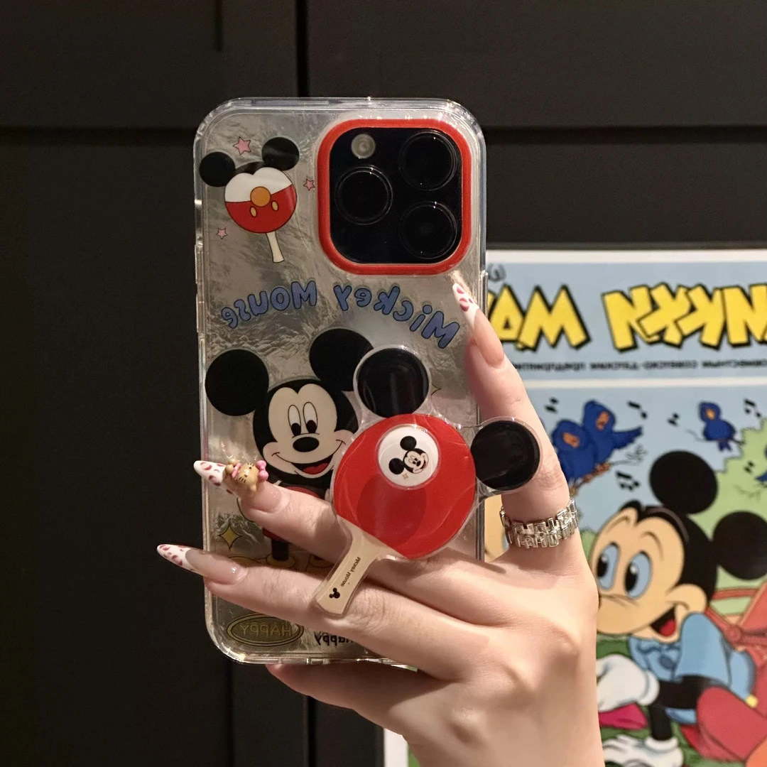 ins卡通乒乓球拍支架适用苹果16promax手机壳iPhone14女13小众