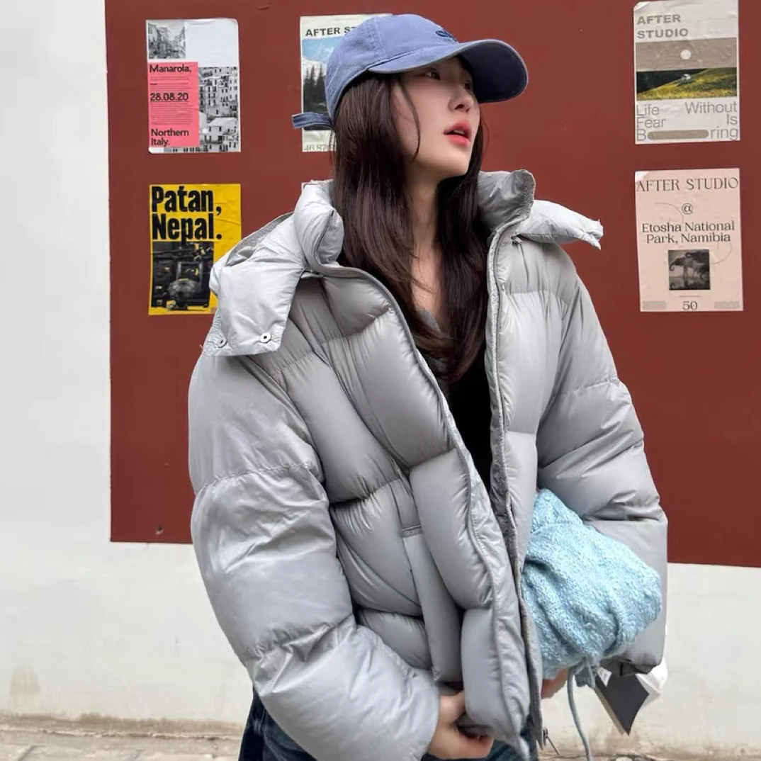 冬季新款短款连帽泡芙女士宽松保暖防风