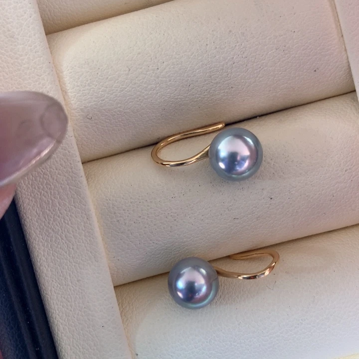 银S925镶嵌耳饰海水珍珠