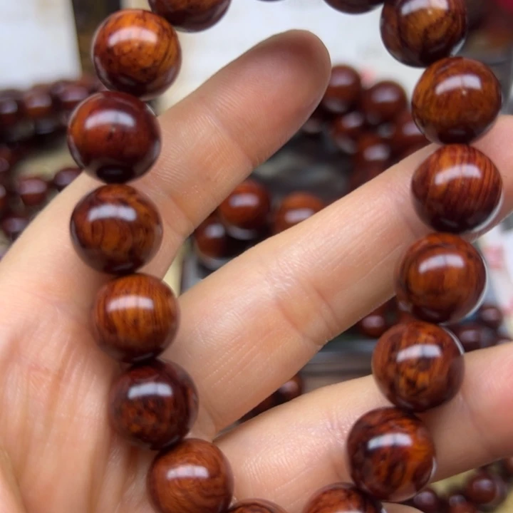 花梨木类手串/手链海南红降12圆珠黄油微瑕