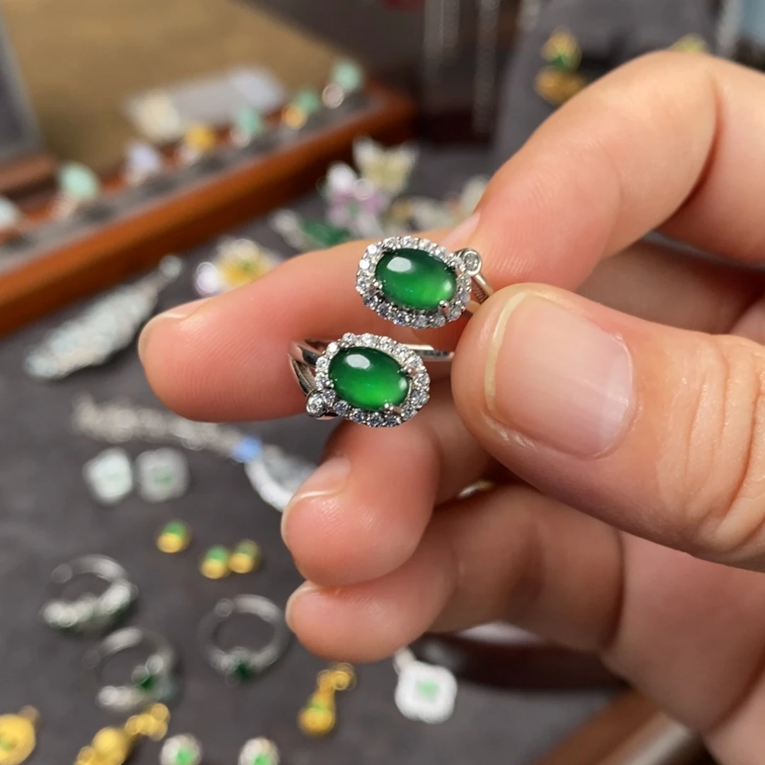 翡翠银S925镶嵌戒指