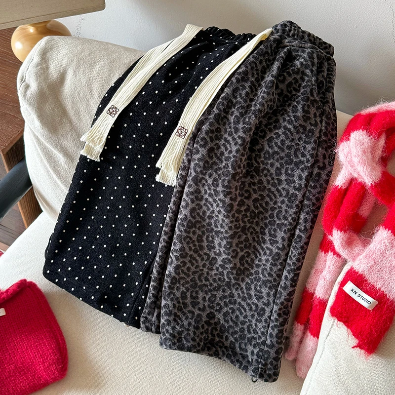 【豹纹绒感阔腿裤】2025女童冬款新款HS65553休闲裤