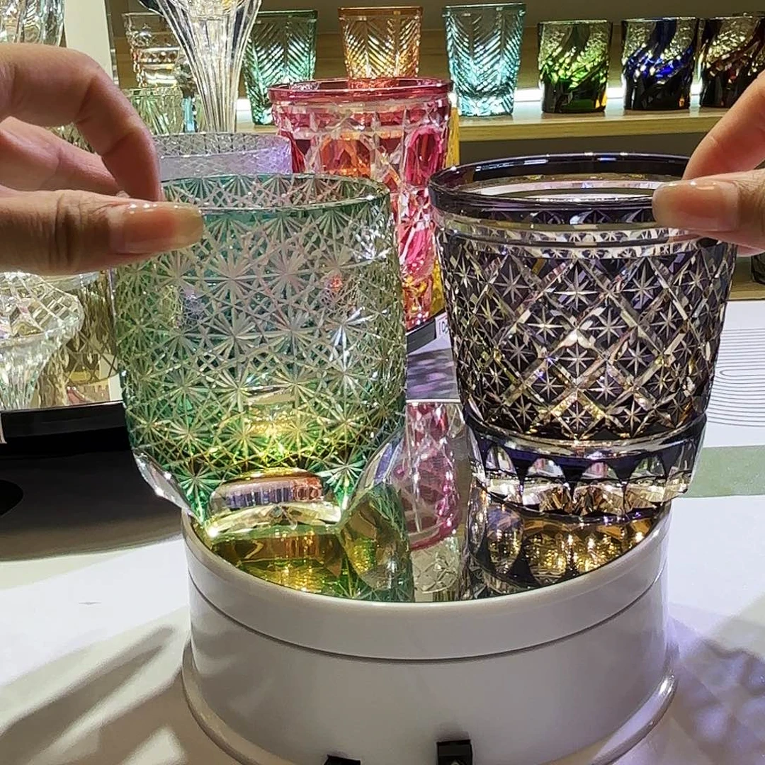 黄***吸管款水晶玻璃共两只