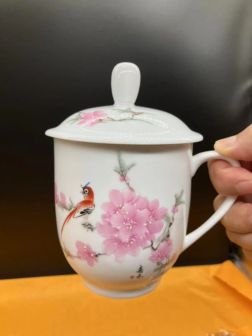 景德镇高端带盖茶杯高温陶瓷