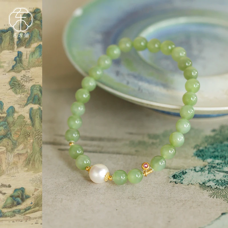 东方俪DOFUNLY【闻松香】和田玉隔珠设计款手串18K金BYSC雅韵