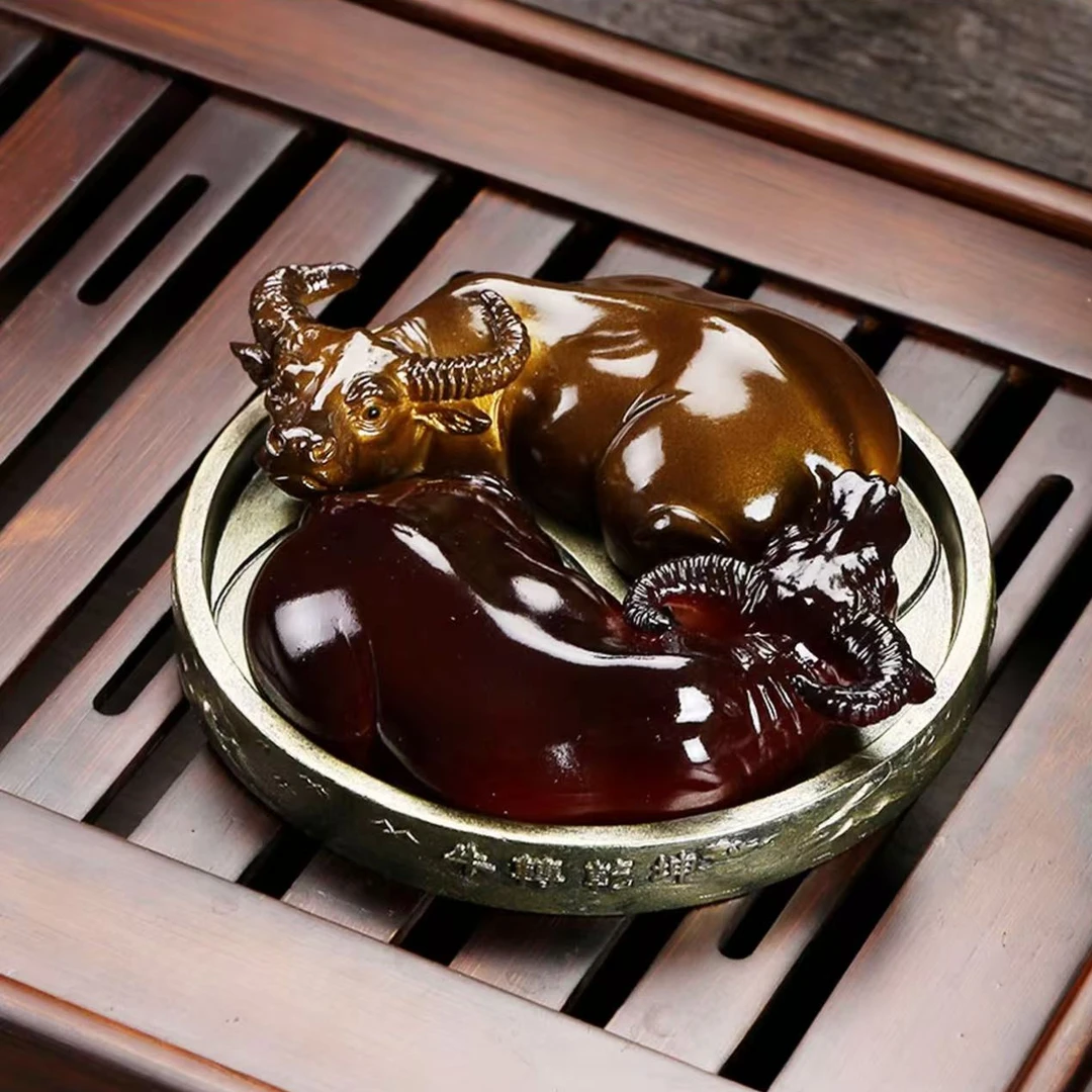 高级感变色茶宠牛转乾坤茶玩茶盘摆件创意精品茶宝功夫茶具配件