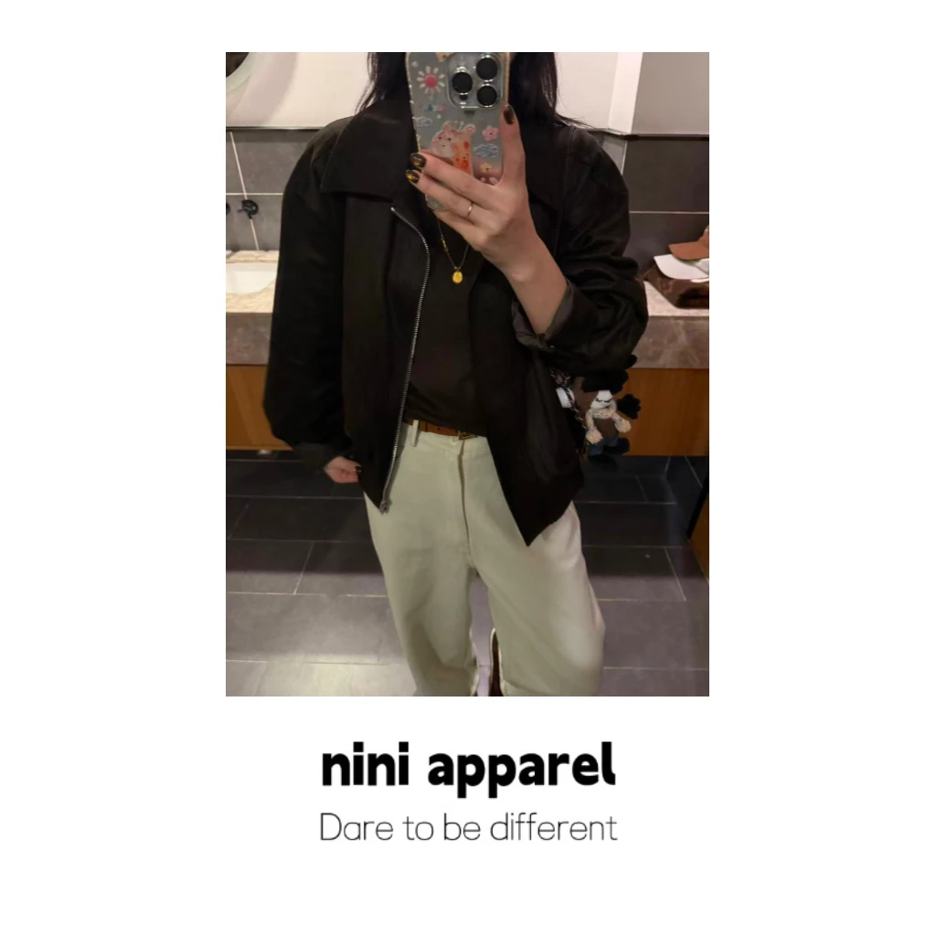NiNi:韩货别致中古色麂皮绒外套~
