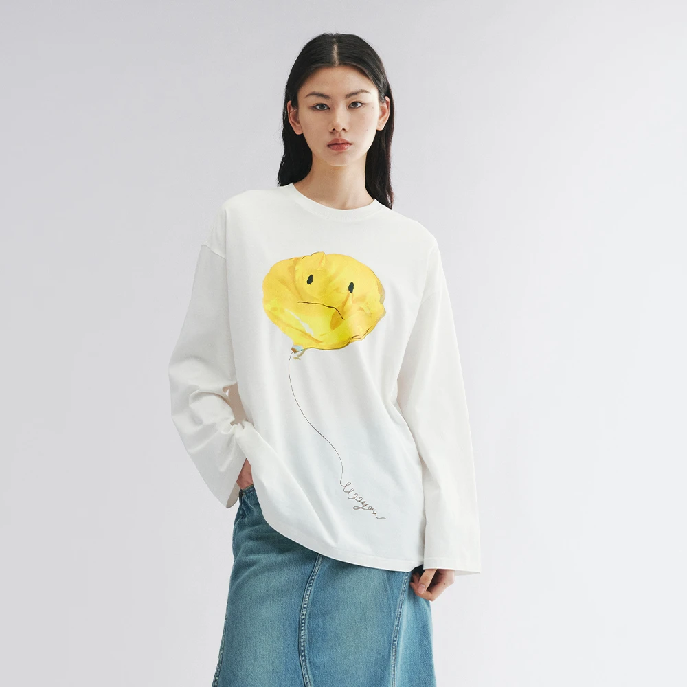 UOOYAA/乌丫2025秋季新款别泄气长袖T恤8141