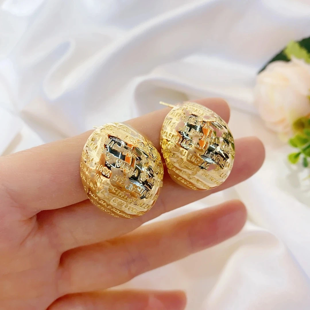 铜合金耳饰 小众简约百搭金色耳环经典冷淡风-549