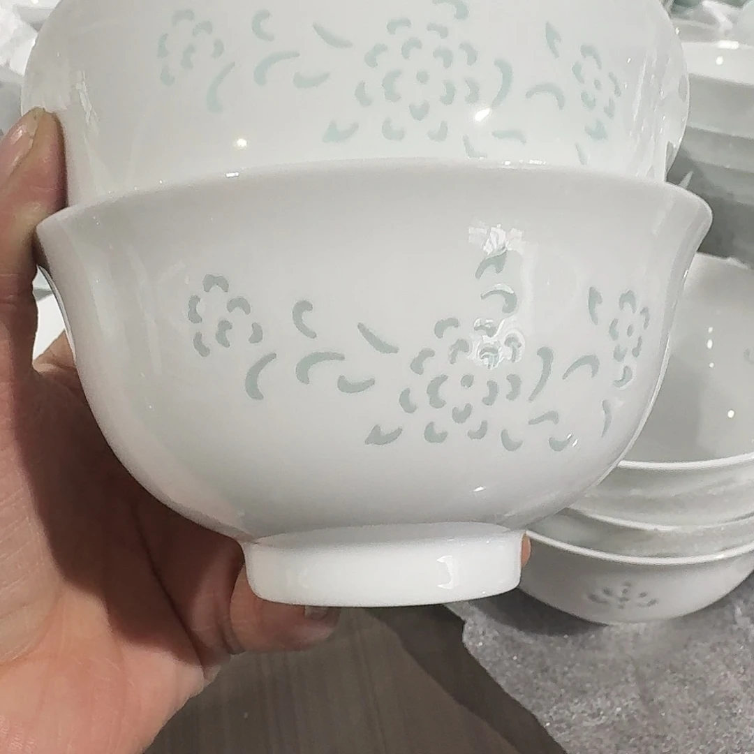 碗高白牡丹花4.75吋饭碗2个