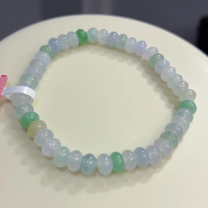 翡翠未镶嵌手链冰胶多宝鼓珠卡6.6